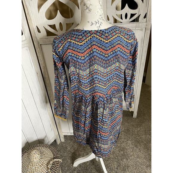 Artsy Beaded Embellished Flowy Tunic Shirt Boho Colorful Floral Size Small - Picture 2 of 6